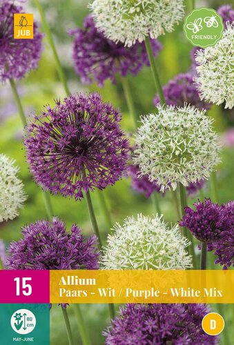 Allium paars & wit mix 15 bollen - afbeelding 1