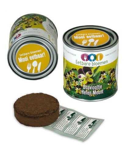 Eetbare bloemen in blik Bosviooltje Helen Mount