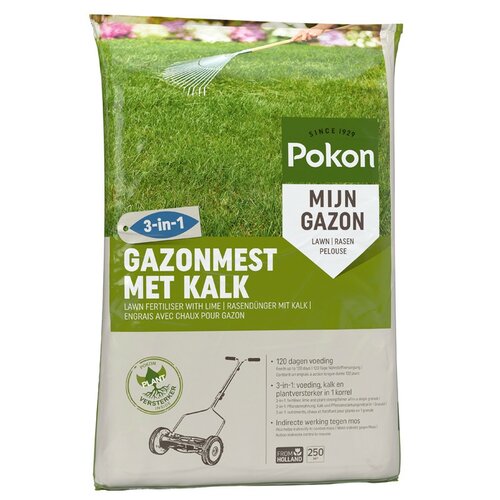 Pokon gazonmest met kalk 3-in-1 250 m2