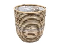 Van der Leeden rotan pot streep 18 cm naturel