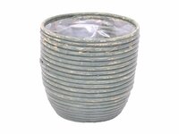 Van der Leeden rotan pot streep 24 cm olijf